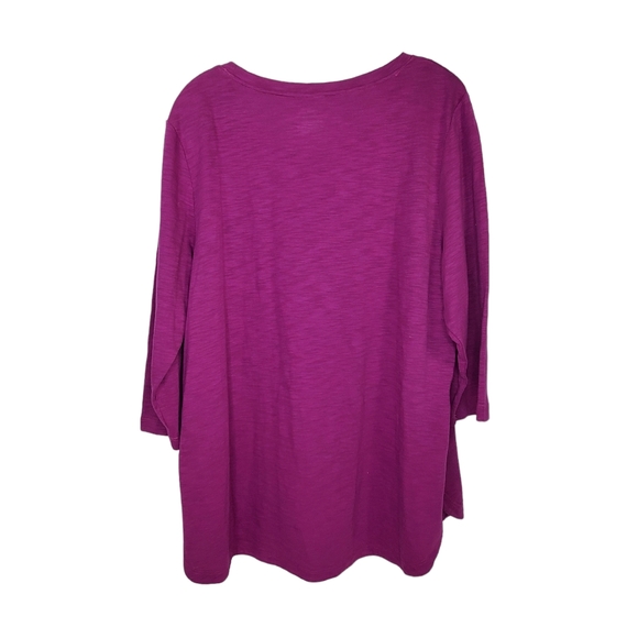 CHICO'S Ultimate Tee Tunic Top 3/4 Sleeve Purple Sz 3 XL High Low Hem - Picture 3 of 5